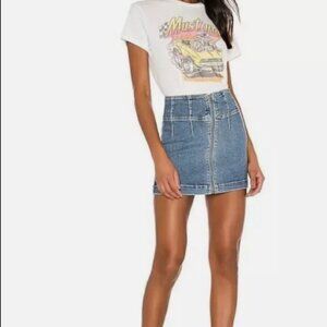 Free People Denim Skirt Size 28 Front Zip Blue Denim skirt We The Free